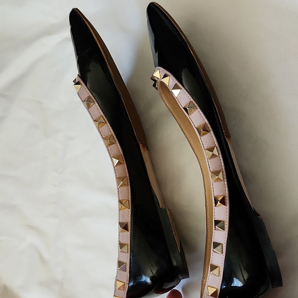 Valentino Garavani Black Patent Rockstud Ballet Flats - Picture 9 of 9